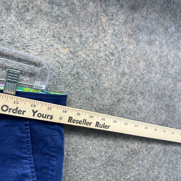 Lilly Pulitzer Pants Womens 10 Blue Corduroy Cotton Spandex Tropical Waist Trim - Picture 3 of 10